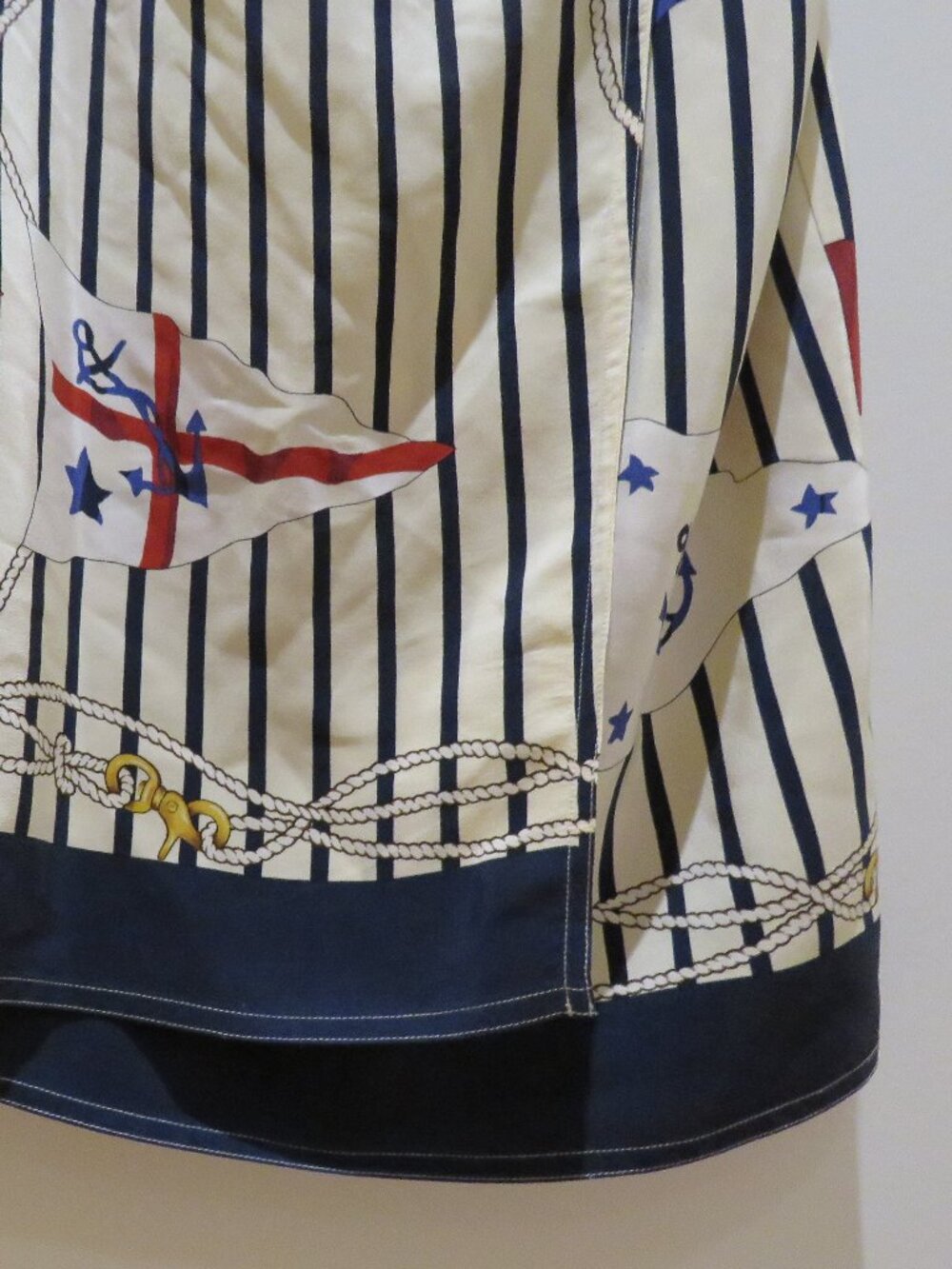 VINTAGE LAUREN RALPH LAUREN Silk Nautical Flag Wrap Skirt US 16 Coastal Preppy - Picture 8 of 14